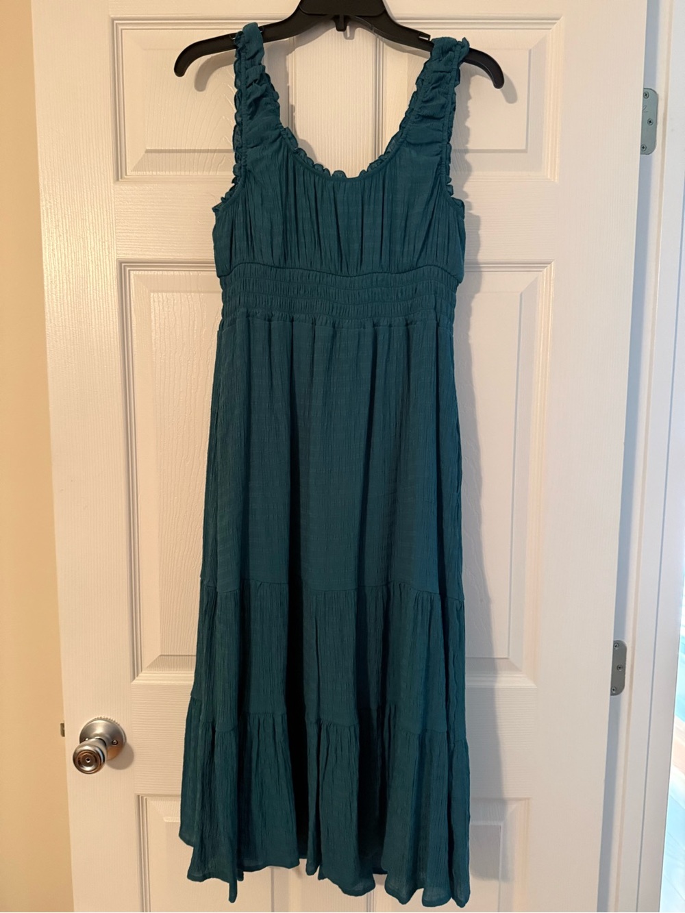 Womens Teal Tiered Sundress - Sleeveless Summer Dress